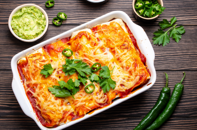 Enchiladas - vegatariske med grøntsager og bønner