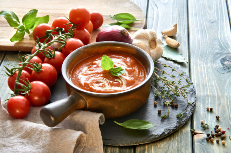 Tomatsuppe med stegte peberfrugter